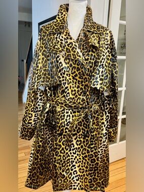 Leopard Print Trench Coat - Yellow/Black